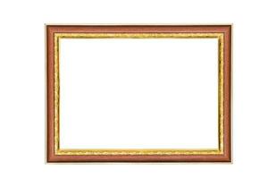 antigo porta-retrato marrom dourado isolado no fundo branco, traçado de recorte foto