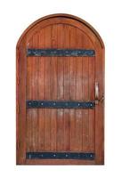 antiga porta de madeira marrom isolada no fundo branco, traçado de recorte foto