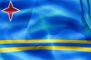 bandeira de aruba - bandeira de tecido acenando realista foto