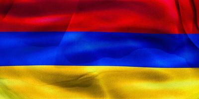 bandeira da armênia - bandeira de tecido acenando realista foto