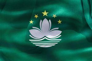 ilustração 3D de uma bandeira de macau - bandeira de tecido acenando realista foto