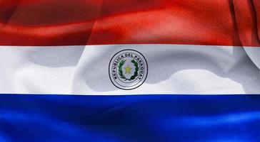 ilustração 3D de uma bandeira do paraguai - bandeira de tecido acenando realista foto