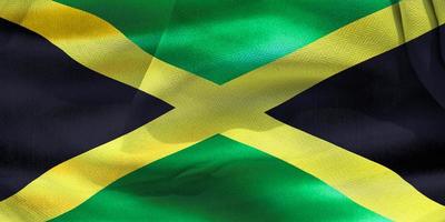 ilustração 3D de uma bandeira da jamaica - bandeira de tecido acenando realista foto