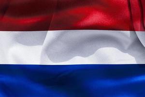 ilustração 3D de uma bandeira da Holanda - bandeira de tecido acenando realista foto