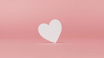 cartão de coração de amor branco em branco no fundo de cor pastel rosa ilustração de renderização 3d conceitual mínima foto