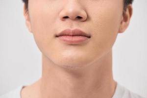 close-up dos lábios do homem foto