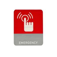 botão de pressão do ícone quando há uma emergência em um fundo vermelho. foto
