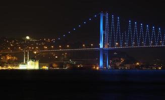 Mesquita Ortakoy e ponte do Bósforo, Istambul, Turquia foto