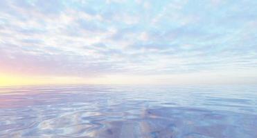 oceano, mar, reflexo do céu ao nascer do sol, pôr do sol. renderização de ilustração 3D. foto