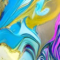 pintura de arte fluida abstrata de luxo em técnica de tinta de álcool, mistura de tintas azuis e roxas. imitação de pedra de mármore lapidada, brilhantes veias douradas. design terno e sonhador. foto