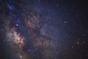 céu noturno estrelado e galáxia da via láctea com estrelas e poeira espacial no universo foto