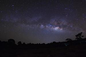 céu noturno estrelado e galáxia da via láctea com estrelas e poeira espacial no universo foto