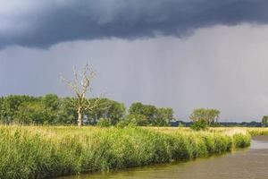 pesado chuva tempestade nuvens vento ondas água oste rio germany. foto