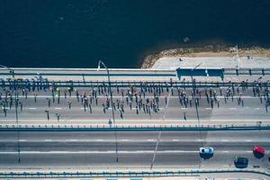 nova poshta kyiv meia maratona. vista aérea. foto