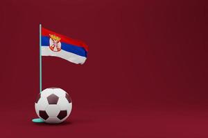 bandeira da sérvia com bola. ilustração de renderização 3d mínima de futebol mundial 2022 foto