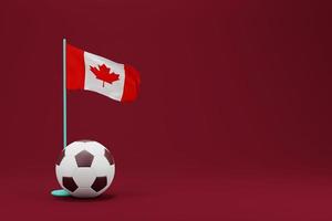 bandeira do Canadá com bola. ilustração de renderização 3d mínima de futebol mundial 2022 foto