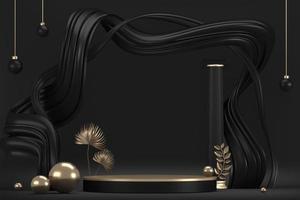 pódio de palco preto para decoração de produtos renderização .3d adequada foto
