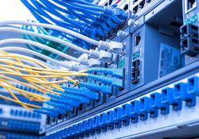 cabos de fibra óptica e cabos de rede utp