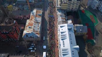 nova poshta kyiv meia maratona. vista aérea. foto