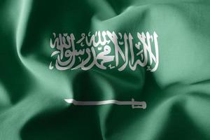 renderização 3D acenando a bandeira de seda da Arábia Saudita foto