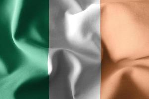 renderização 3D acenando a bandeira de seda da Irlanda foto
