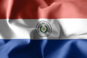 3d bandeira de seda acenando realista do paraguai foto