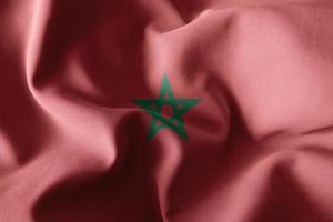 bandeira de seda acenando realista 3d de marrocos foto