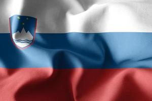 renderização 3D acenando a bandeira de seda da Eslovénia foto