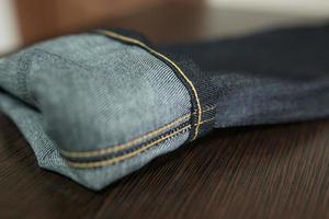 close-ups de jeans selvedge foto