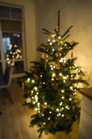 árvore de natal decorada com biscoitos de gengibre e guirlanda foto