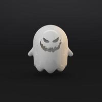 fantasma branco flutuando o conceito de halloween 3d em fundo escuro foto