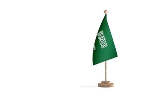 mastro de bandeira da arábia saudita com imagem de fundo de espaço em branco foto