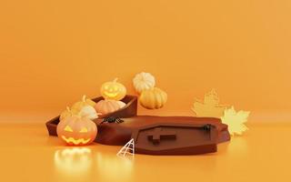 ilustração 3D de halloween com produto de exibição de pódio foto