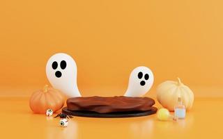 ilustração 3D de halloween com produto de exibição de pódio foto