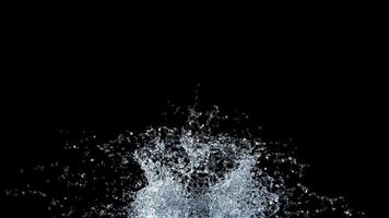 respingos de água com gotas em fundo preto. ilustração 3D. foto