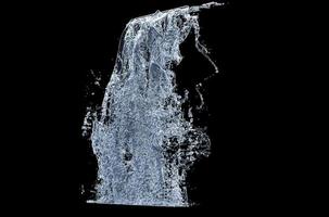 cachoeira com gotas em fundo preto. ilustração 3D. foto
