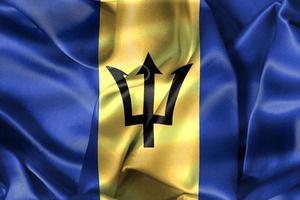 bandeira de barbados - bandeira de tecido acenando realista foto