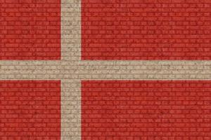3D bandeira da Dinamarca na parede de tijolos foto