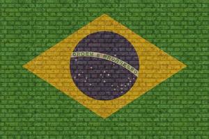 3d bandeira do brasil na parede de tijolos foto