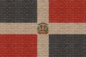 3d bandeira da república dominicana na parede de tijolos foto