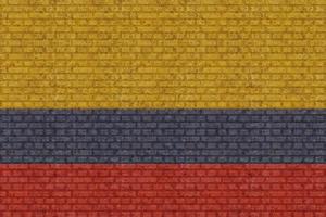 3d bandeira da colômbia na parede de tijolos foto