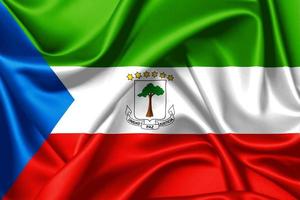 guiné equatorial 3d bandeira acenando close-up seda textura imagem ilustração fundo foto