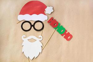 adereços coloridos de cabine de fotos para festa de natal - bigode, papai noel, óculos, chapéu