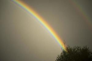 arco-íris no céu. tempo bonito. decomposição da luz em cores. foto