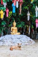 Buda de ouro no templo de wat phan tao chiang mai tailândia foto