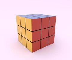 ícone do jogo do cubo, ilustração de renderização 3d mínima no fundo rosa. foto