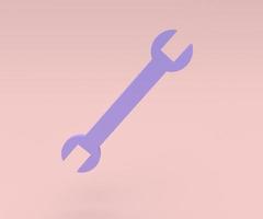 ícone de chave de ferramenta de chave de mão, ilustração de renderização 3d mínima em fundo rosa. foto
