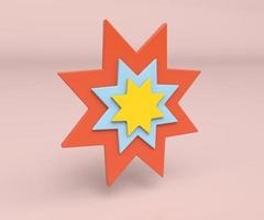 ilustração 3d de ícone de distintivo de estrela colorida, ilustração de renderização 3d mínima em fundo ciano esverdeado. foto