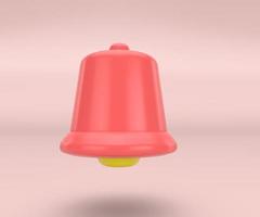 Conjunto de ícones de sino de notificação 3D isolado no fundo rosa. 3d renderiza a campainha amarela com nova notificação para lembrete de mídia social. foto