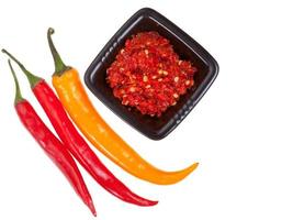 vagens de diferentes pimentas e molho picante foto